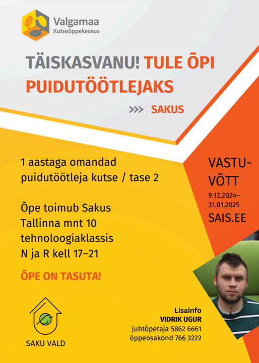 Puidutöötleja tase 2 õppele registreerumine